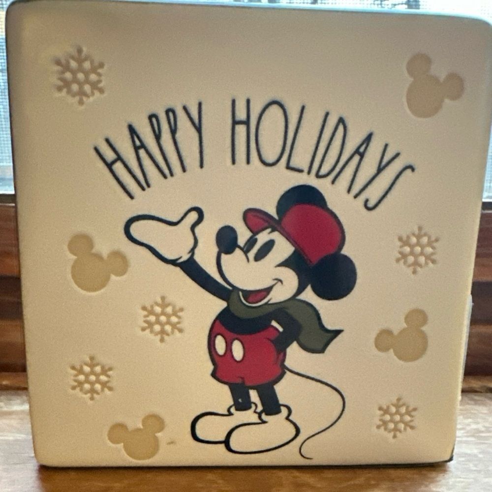 Rae Dunn Disney Double Sided Happy Holidays/Festive Cheer Mickey And Minnie